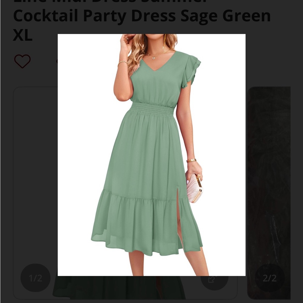 Grace Karin Sage Green Midi Dress